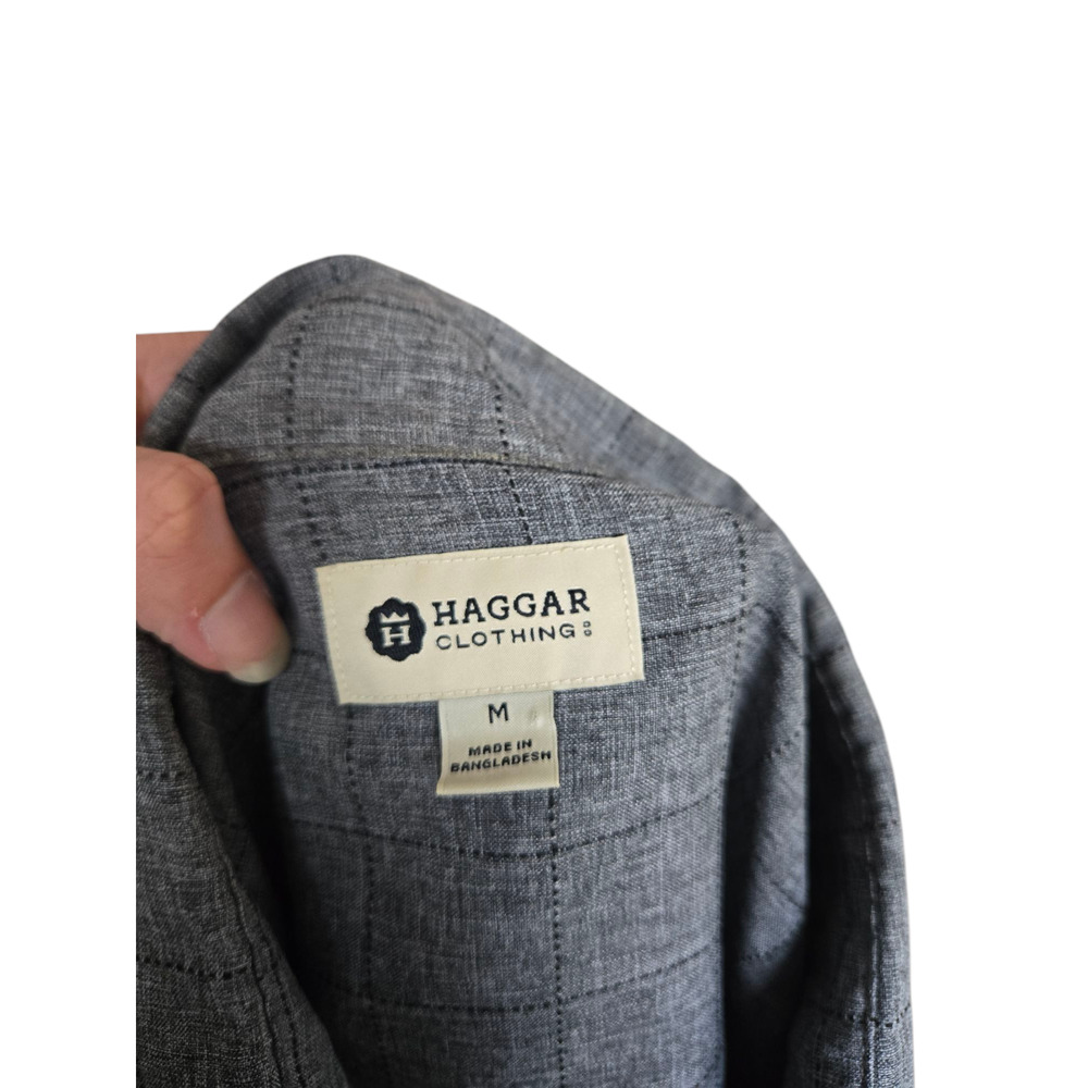 Haggar Gray Patterned Button Down Short Sleeve Sh… - image 3